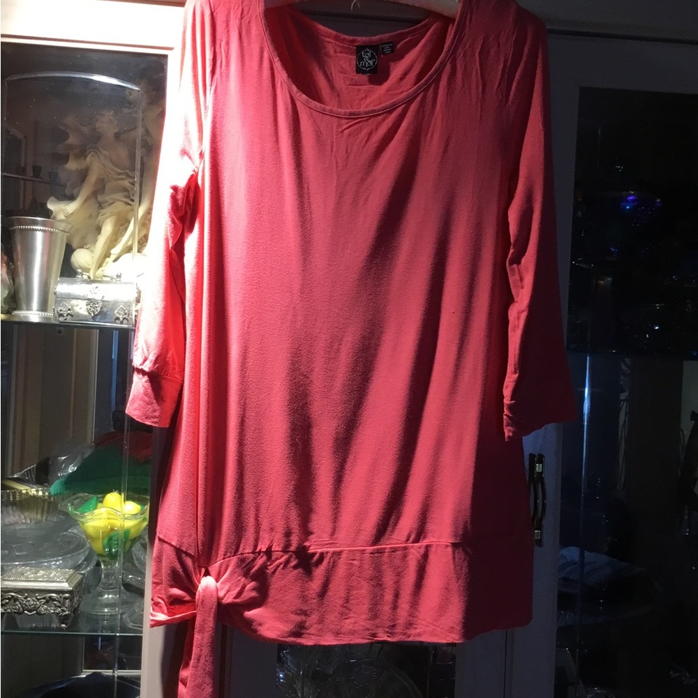 Toi et Moi Pink 3/4 Sleeve Tie Front Tunic